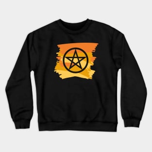Pagan Pentagram Orange Paint Witch Magick Crewneck Sweatshirt